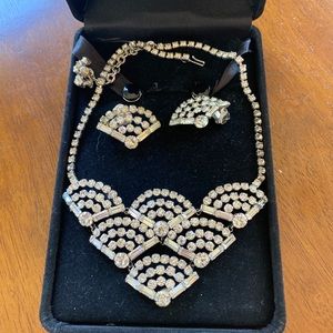 Vintage Hattie Carnegie estate rhinestone necklace earrings set
